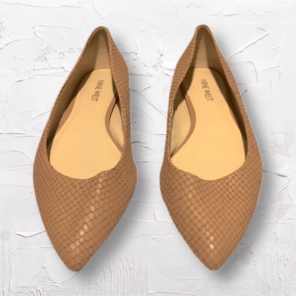 Nine West Onlee Leather Ballet Flat in Nudie Pink w Pointed Toe Women’s SZ 8.5 - Picture 2 of 7